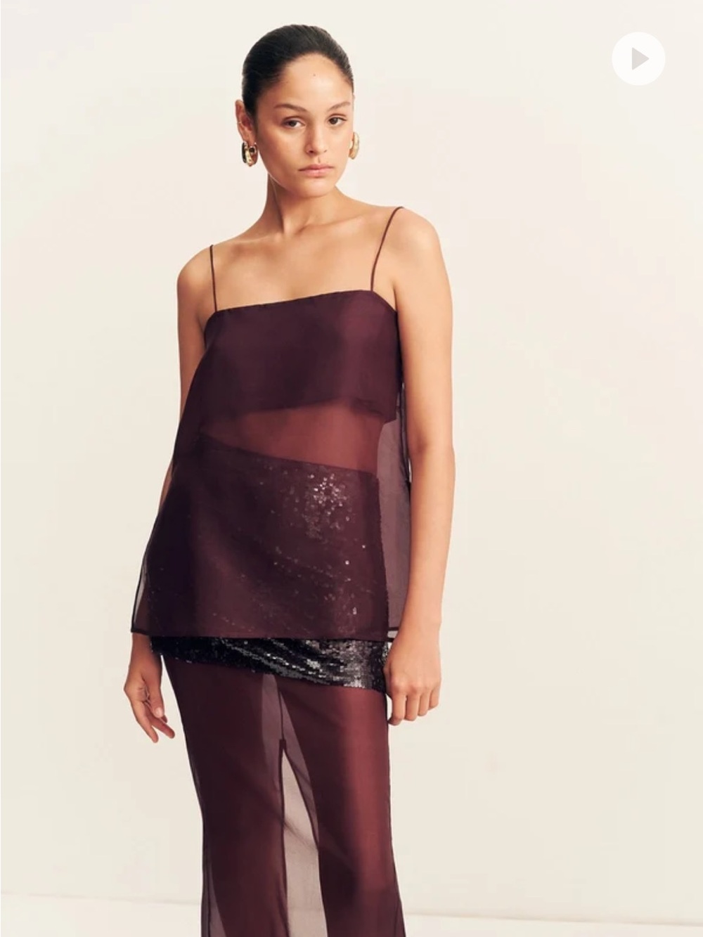 NWT Shona Joy Tibby Silk Organza Cami - Port Royale